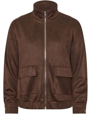PixieGirl Petite Suedette Funnel Neck Bomber Jacket - Brown
