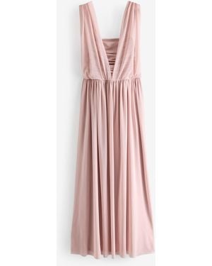 Next Mesh Multiway Wedding Guest Bridesmaid Maxi Dress - Pink