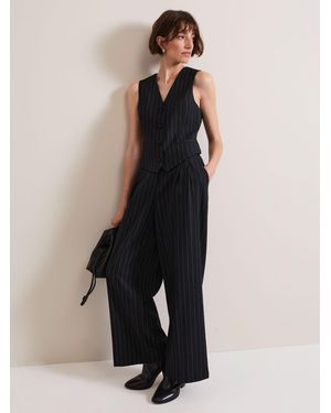 Phase Eight Pia Pinstripe Wide Leg Pants - Black