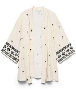Vero Moda 3/4 Sleeve Open Kimono Sleeve Top - White