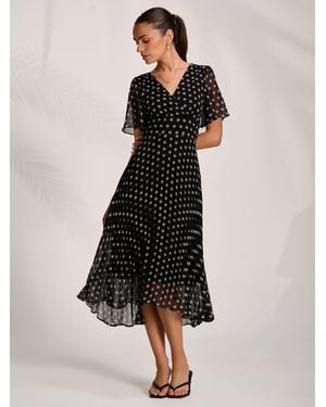 Jolie Moi Pleated Chiffon Maxi Dress - Black