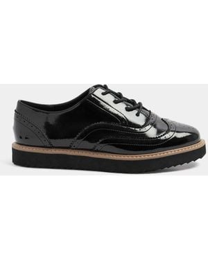 Yours Curve Faux Leather Lace Up Brogue Flats - White