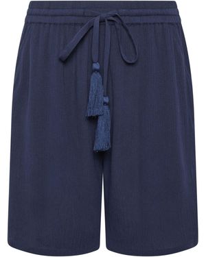 M Com Crinkle-Shorts - Blau