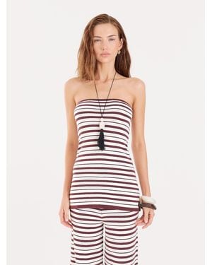 4th & Reckless 4Th & Reckless Stripe Knitted Bandeau Top - White