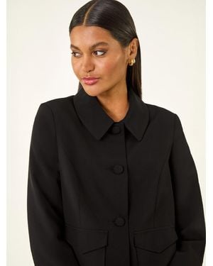 Roman Smart Buttoned Pocket Jacket - Black
