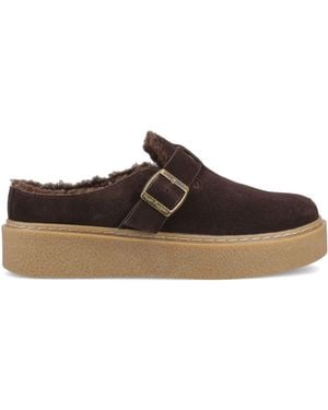 Hush Puppies Blanche Fur Suede Mules - Brown