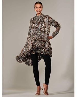 Jolie Moi Dipped Hem Shirt Midi Dress - Natural