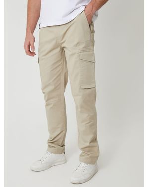 Threadbare Light Stone Cotton Stretch Cargo Pants - Natural