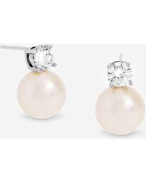 Jon Richard Pearl Crystal Earrings - Natural