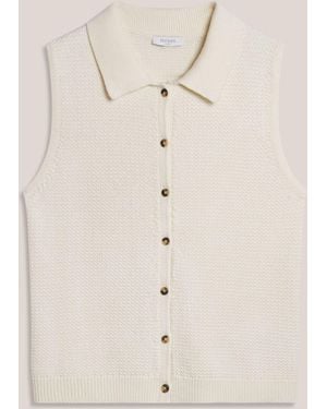 Hobbs Ivory Seaton Cotton Collared Crotchet Tank - Natural
