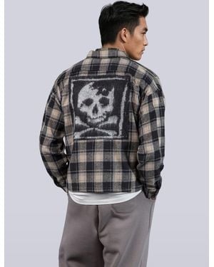 Religion Antarsia Skull Shirt - Grey