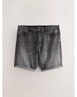 Next Straight Fit Motion Flex Denim Shorts - Gray