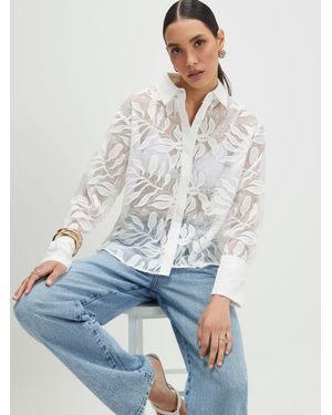 River Island Long Sleeve Emboridered Lace Shirt - White