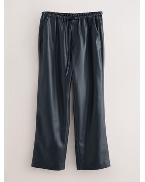 Nothing Ordinary Faux Leather Straight Leg Pants - Blue
