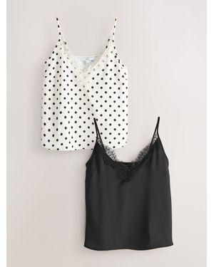 Next Lace Cami Tops 2 Pack - Black