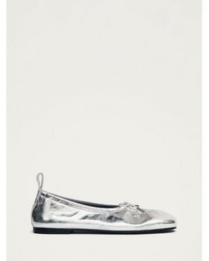 Alohas Rosalind Shimmer Leather Ballet Flat Shoes - White