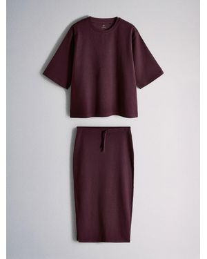 The Set 2 Pack Heavyweight Skirt And T-Shirt Co Ord - Purple