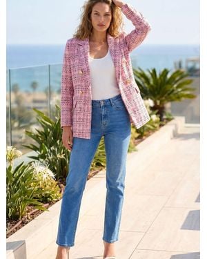 Roman Double Breasted Boucle Jacket - Pink