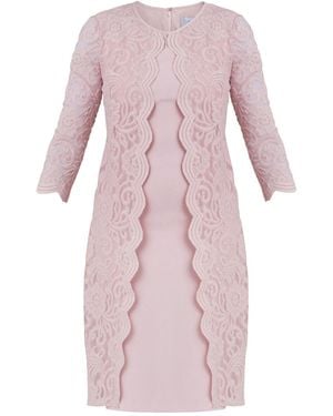 Gina Bacconi Clarabelle Mock Lace Jacket And Crepe Dress - Pink