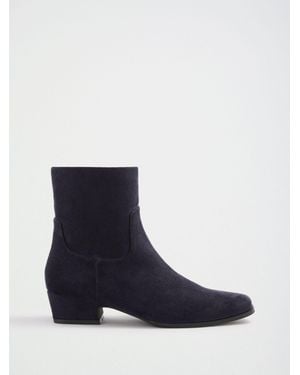 Friends Like These Wide Fit Faux Suede Mini Block Heeled Smart Ankle Boots - Blue