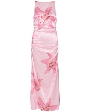 Vila Sleeveless Satin Printed Floral Maxi Dress - Pink