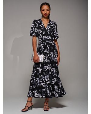 Jolie Moi Puff Sleeve Jersey Maxi Dress - Gray
