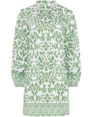 M Com Belted Tunic Dress - Green