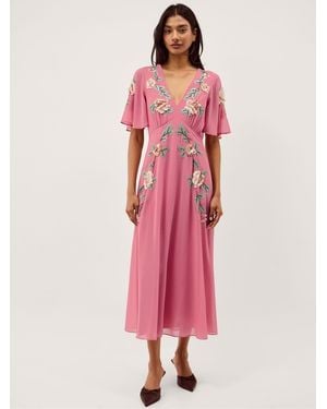 Monsoon Cora Floral Midi Dress - Pink