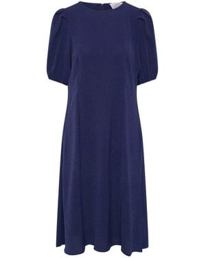 Gina Bacconi Flora Puff Sleeve Midi Dress - Blue