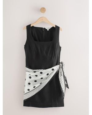 Next Square Neck Mini Shift Dress - Black