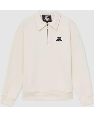 Reiss Monogram Relaxed Half-Zip Sweatshirt - Natural