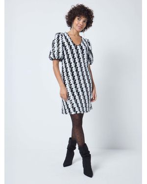Scamp & Dude V-Neck Short Dress With Lightning Bolt Sequin - White