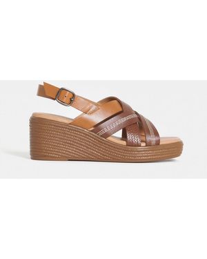 JD Williams Extra Wide Fit Criss Cross Stitch Detail Wedge Sandals - Natural