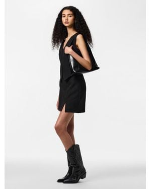 Pieces High Waist Slit Skirt - Black