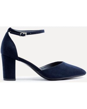 Linzi Wide Fit Davina Wide Fit Closed Back Court Block Shoes - Blue