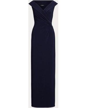 Ralph Lauren Jersey Off The Shoulder Gown - Blue