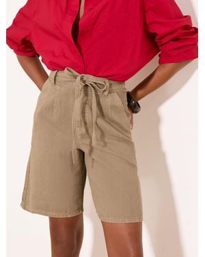 Lipsy Tie Belt Denim Bermuda Shorts - Red
