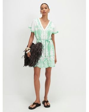 River Island Cotton Embroidered Mini Dress - Green