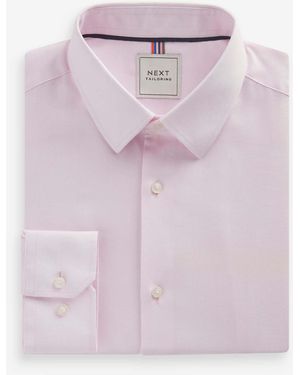 Next Light Slim Fit Easy Care Textured Single Cuff Smart Shirt - Pink