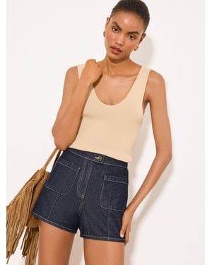 Lipsy Patch Pocket Denim Shorts - Blue