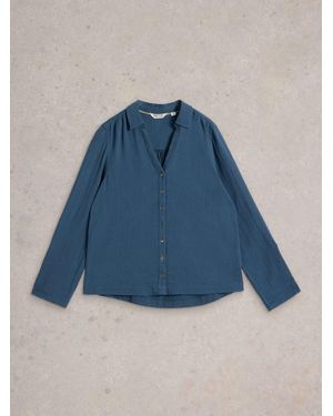 White Stuff Annie Cotton Cheesecloth Shirt - Blue