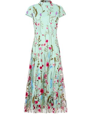 sachin and babi light blue dress Monsoon Milena Floral Embroidered Mesh Wedding Dress, Ivory