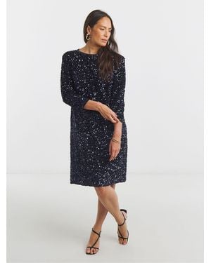 JD Williams Bow Back Sequin Shift Dress - Blue