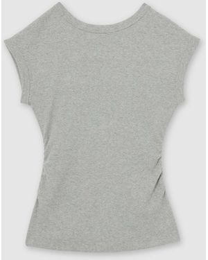 Reiss Marl Serena Stretch-Cotton Scoop-Back Top - Gray