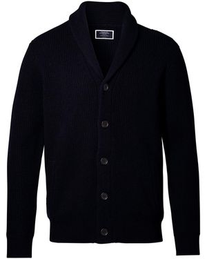 Charles Tyrwhitt Grobstrickjacke Aus Merinowolle Mit Schalkragen - Blau