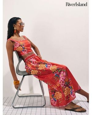 River Island Floral Embroidered Maxi Skirt