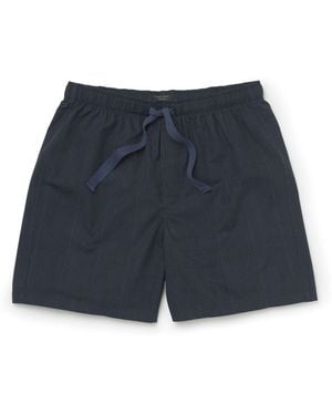 Savile Row Company Cotton Check Pyjama Shorts - Blau