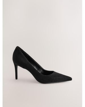 Next Extra Wide Fit Leather Mid Court Shoes - Black