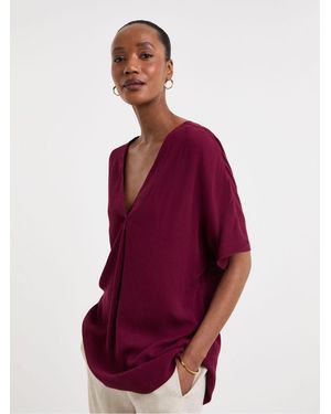 JD Williams Crinkle Popover Top - Red