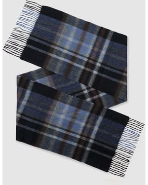 Reiss Hearth Wool-Cashmere Contrast-Check Scarf - Blue